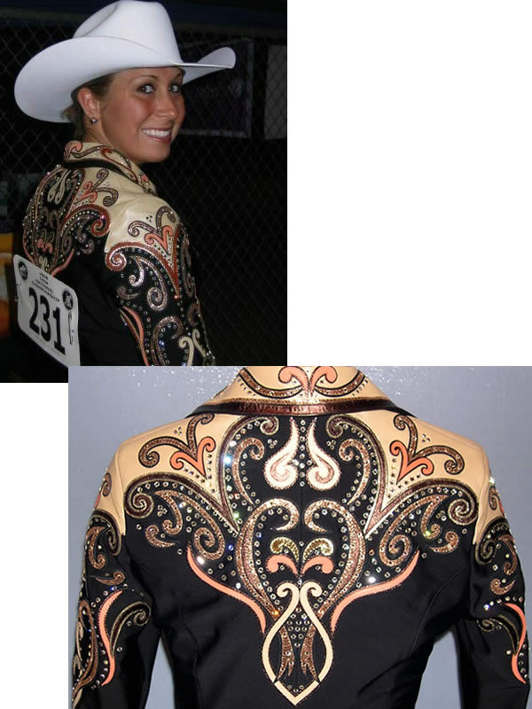 lambskin yoked horsemanship shirt with metallic appliques
